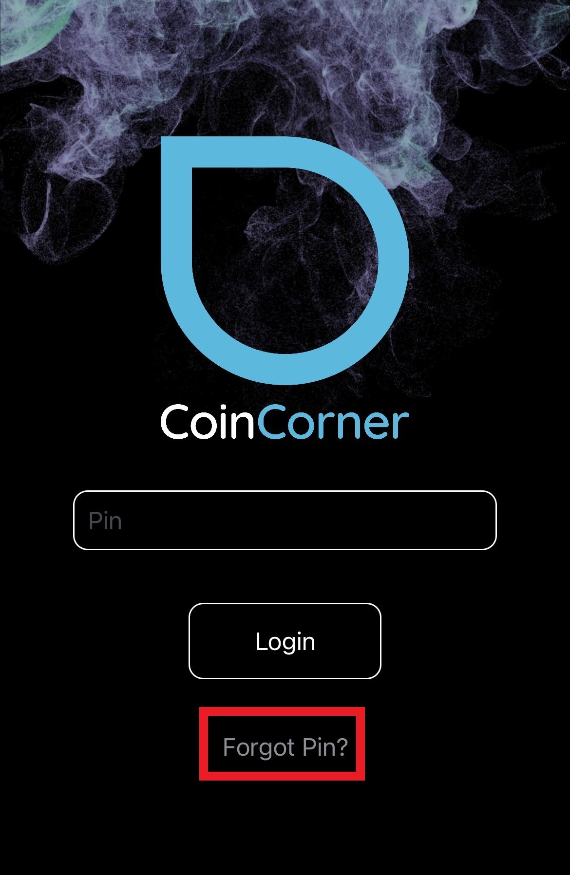 Resetting the mobile app pin code CoinCorner